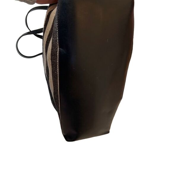 Nanette Lepore black creme striped purse cloth vegan leather - Picture 10 of 15